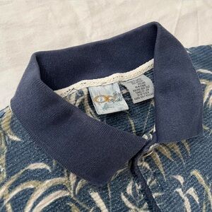 OP Men's Blue and Tan Patterned Zip-Up Sweater